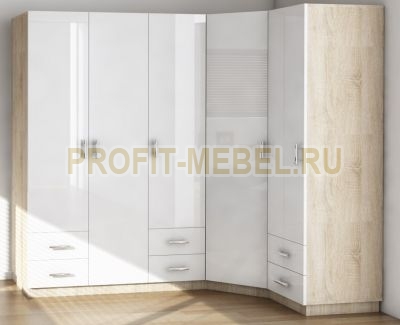 Угловой шкаф с фасадами МДФ, Москва Люкс- 8 по цене производителя 45045 руб. в наличии на 26.04.2024