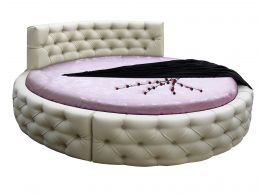 Интерьерная круглая кровать с искусственной кожей Астра